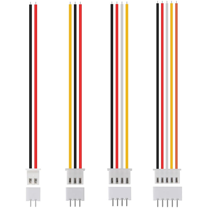 ACEIRMC 40Pairs JST-XH Connector Kit, XH 2.54mm 2/3/4/5 Pin Header Male and Female Connectors Plug Adapter with Flat Wire Cable 200mm 26AWG Compatible with JST XH (2/3/4/5P/Set) - Image 1